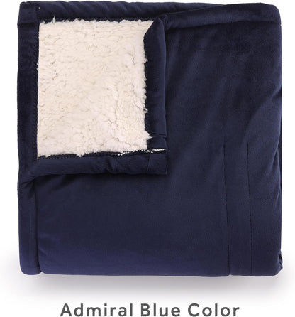 Luxurious Heated Blanket Throw - 50" X 60" Soft Polar Fleece with Sherpa Lining / Adjustable Heat Settings