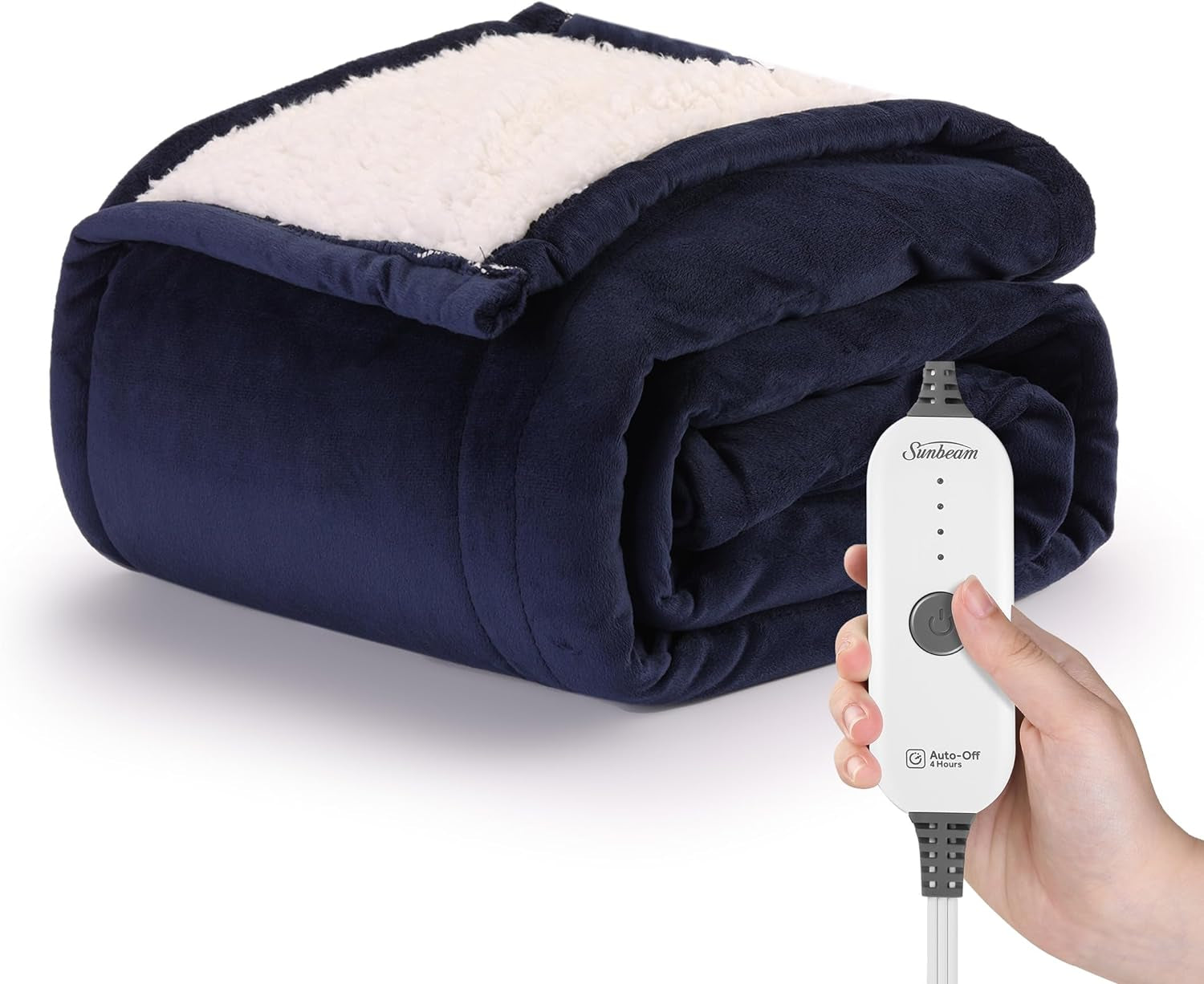 Luxurious Heated Blanket Throw - 50" X 60" Soft Polar Fleece with Sherpa Lining / Adjustable Heat Settings