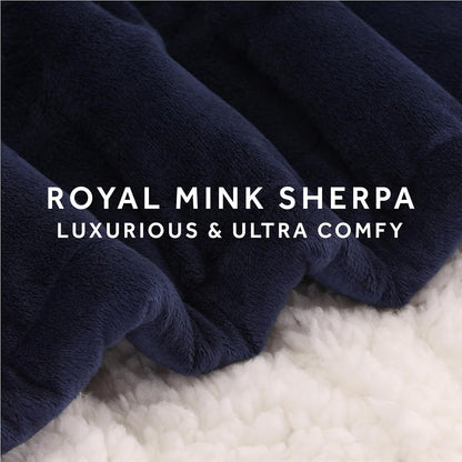 Luxurious Heated Blanket Throw - 50" X 60" Soft Polar Fleece with Sherpa Lining / Adjustable Heat Settings