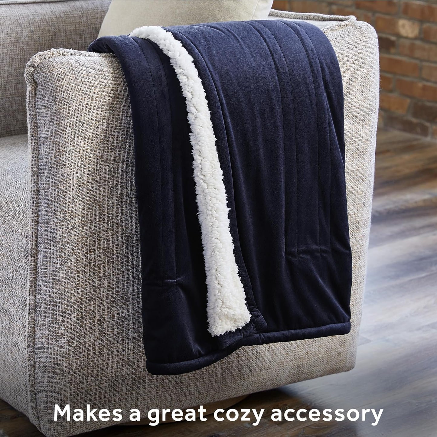 Luxurious Heated Blanket Throw - 50" X 60" Soft Polar Fleece with Sherpa Lining / Adjustable Heat Settings